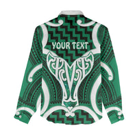 Aotearoa Atua Tangaroa Personalised Women Casual Shirt God Of The Sea Maori Whale Tail Green