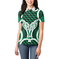 Aotearoa Atua Tangaroa Personalised Women Polo Shirt God Of The Sea Maori Whale Tail Green