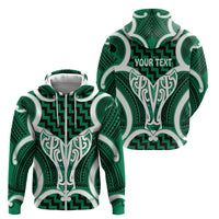 Aotearoa Atua Tangaroa Personalised Zip Hoodie God Of The Sea Maori Whale Tail Green