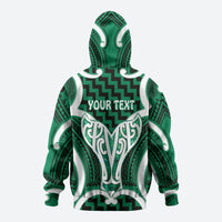 Aotearoa Atua Tangaroa Personalised Zip Hoodie God Of The Sea Maori Whale Tail Green