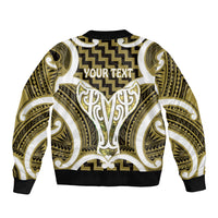 Aotearoa Atua Tangaroa Personalised Bomber Jacket God Of The Sea Maori Whale Tail Yellow