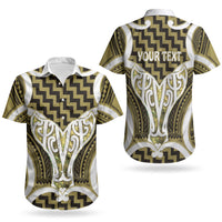 Aotearoa Atua Tangaroa Personalised Couples Matching Off Shoulder Maxi Dress and Hawaiian Shirt God Of The Sea Maori Whale Tail Yellow