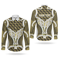 Aotearoa Atua Tangaroa Personalised Couples Matching Summer Maxi Dress and Long Sleeve Button Shirt God Of The Sea Maori Whale Tail Yellow
