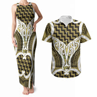 Aotearoa Atua Tangaroa Personalised Couples Matching Tank Maxi Dress and Hawaiian Shirt God Of The Sea Maori Whale Tail Yellow