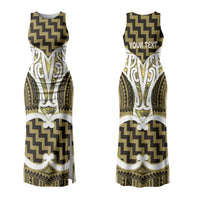Aotearoa Atua Tangaroa Personalised Couples Matching Tank Maxi Dress and Hawaiian Shirt God Of The Sea Maori Whale Tail Yellow