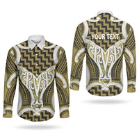 Aotearoa Atua Tangaroa Personalised Couples Matching Tank Maxi Dress and Long Sleeve Button Shirt God Of The Sea Maori Whale Tail Yellow