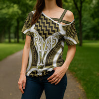 Aotearoa Atua Tangaroa Personalised Cross Shoulder Shirt God Of The Sea Maori Whale Tail Yellow