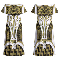 Aotearoa Atua Tangaroa Personalised Family Matching Off Shoulder Maxi Dress and Hawaiian Shirt God Of The Sea Maori Whale Tail Yellow