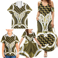 Aotearoa Atua Tangaroa Personalised Family Matching Summer Maxi Dress and Hawaiian Shirt God Of The Sea Maori Whale Tail Yellow