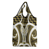 Aotearoa Atua Tangaroa Personalised Grocery Bag God Of The Sea Maori Whale Tail Yellow