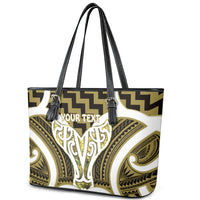 Aotearoa Atua Tangaroa Personalised Leather Tote Bag God Of The Sea Maori Whale Tail Yellow