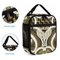 Aotearoa Atua Tangaroa Personalised Lunch Bag God Of The Sea Maori Whale Tail Yellow