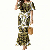 Aotearoa Atua Tangaroa Personalised Mermaid Dress God Of The Sea Maori Whale Tail Yellow