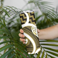 Aotearoa Atua Tangaroa Personalised Skinny Tumbler God Of The Sea Maori Whale Tail Yellow