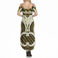 Aotearoa Atua Tangaroa Personalised Summer Maxi Dress God Of The Sea Maori Whale Tail Yellow