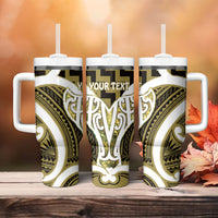 Aotearoa Atua Tangaroa Personalised Tumbler With Handle God Of The Sea Maori Whale Tail Yellow