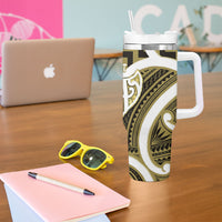 Aotearoa Atua Tangaroa Personalised Tumbler With Handle God Of The Sea Maori Whale Tail Yellow