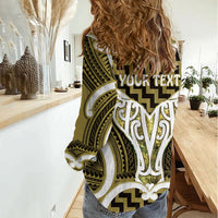 Aotearoa Atua Tangaroa Personalised Women Casual Shirt God Of The Sea Maori Whale Tail Yellow