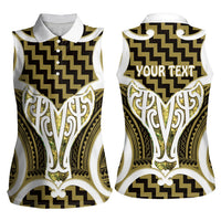 Aotearoa Atua Tangaroa Personalised Women Sleeveless Polo Shirt God Of The Sea Maori Whale Tail Yellow