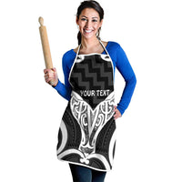 Aotearoa Atua Tangaroa Personalised Apron God Of The Sea Maori Whale Tail Black