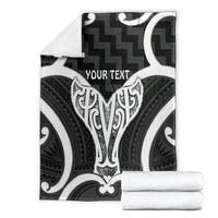 Aotearoa Atua Tangaroa Personalised Blanket God Of The Sea Maori Whale Tail Black
