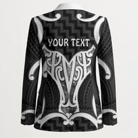 Aotearoa Atua Tangaroa Personalised Blazer God Of The Sea Maori Whale Tail Black