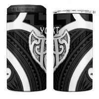 Aotearoa Atua Tangaroa Personalised 4 in 1 Can Cooler Tumbler God Of The Sea Maori Whale Tail Black