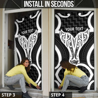 Aotearoa Atua Tangaroa Personalised Door Cover God Of The Sea Maori Whale Tail Black