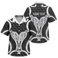 Aotearoa Atua Tangaroa Personalised Family Matching Off Shoulder Short Dress and Hawaiian Shirt God Of The Sea Maori Whale Tail Black