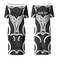 Aotearoa Atua Tangaroa Personalised Family Matching Puletasi and Hawaiian Shirt God Of The Sea Maori Whale Tail Black