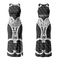 Aotearoa Atua Tangaroa Personalised Family Matching Tank Maxi Dress and Hawaiian Shirt God Of The Sea Maori Whale Tail Black