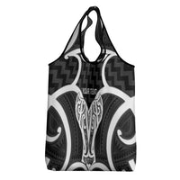 Aotearoa Atua Tangaroa Personalised Grocery Bag God Of The Sea Maori Whale Tail Black