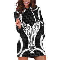 Aotearoa Atua Tangaroa Personalised Hoodie Dress God Of The Sea Maori Whale Tail Black