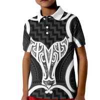 Aotearoa Atua Tangaroa Personalised Kid Polo Shirt God Of The Sea Maori Whale Tail Black