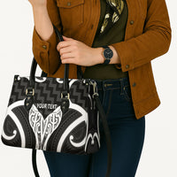 Aotearoa Atua Tangaroa Personalised Leather Bag God Of The Sea Maori Whale Tail Black