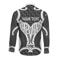 Aotearoa Atua Tangaroa Personalised Long Sleeve Button Shirt God Of The Sea Maori Whale Tail Black