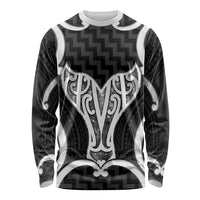 Aotearoa Atua Tangaroa Personalised Long Sleeve Shirt God Of The Sea Maori Whale Tail Black