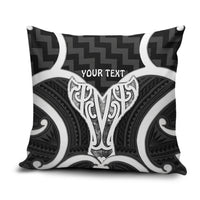 Aotearoa Atua Tangaroa Personalised Pillow Cover God Of The Sea Maori Whale Tail Black