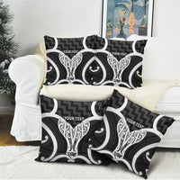 Aotearoa Atua Tangaroa Personalised Pillow Cover God Of The Sea Maori Whale Tail Black