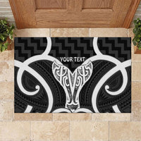 Aotearoa Atua Tangaroa Personalised Rubber Doormat God Of The Sea Maori Whale Tail Black