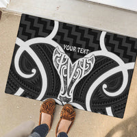 Aotearoa Atua Tangaroa Personalised Rubber Doormat God Of The Sea Maori Whale Tail Black