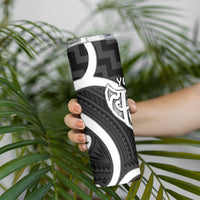Aotearoa Atua Tangaroa Personalised Skinny Tumbler God Of The Sea Maori Whale Tail Black