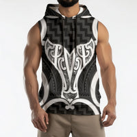 Aotearoa Atua Tangaroa Personalised Sleeveless Hoodie God Of The Sea Maori Whale Tail Black