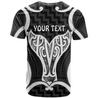 Aotearoa Atua Tangaroa Personalised T Shirt God Of The Sea Maori Whale Tail Black