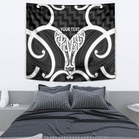 Aotearoa Atua Tangaroa Personalised Tapestry God Of The Sea Maori Whale Tail Black