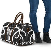 Aotearoa Atua Tangaroa Personalised Travel Bag God Of The Sea Maori Whale Tail Black