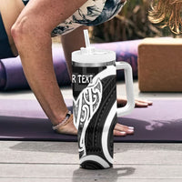 Aotearoa Atua Tangaroa Personalised Tumbler With Handle God Of The Sea Maori Whale Tail Black