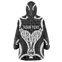 Aotearoa Atua Tangaroa Personalised Wearable Blanket Hoodie God Of The Sea Maori Whale Tail Black