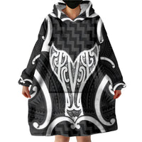 Aotearoa Atua Tangaroa Personalised Wearable Blanket Hoodie God Of The Sea Maori Whale Tail Black