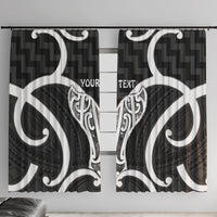 Aotearoa Atua Tangaroa Personalised Window Curtain God Of The Sea Maori Whale Tail Black